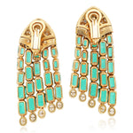 BVLGARI 18K Yellow Gold, No-Oil Emerald and Diamond Ear Clips