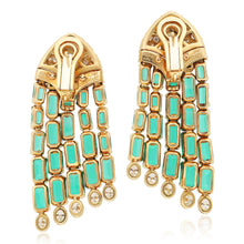 BVLGARI 18K Yellow Gold, No-Oil Emerald and Diamond Ear Clips