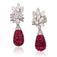 VAN CLEEF & ARPELS Diamond Cluster and Ruby Pendant 'Mystery-Set' Ear Clips