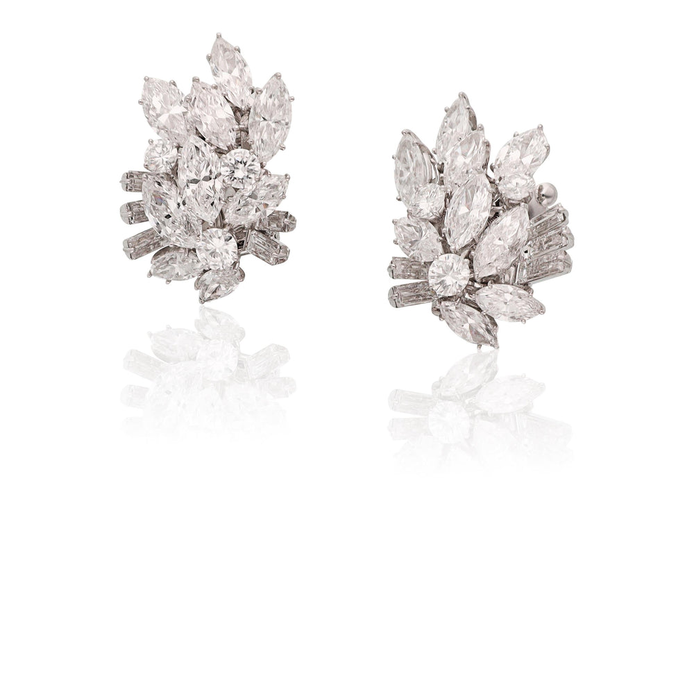 VAN CLEEF & ARPELS Diamond Cluster and Ruby Pendant 'Mystery-Set' Ear Clips