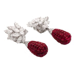 VAN CLEEF & ARPELS Diamond Cluster and Ruby Pendant 'Mystery-Set' Ear Clips