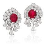 VAN CLEEF & ARPELS Platinum & 18K Gold, Ruby and Diamond Ear Clips