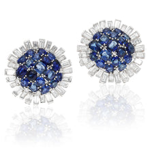 BULGARI Sapphire and Diamond Flower Ear Clips, Circa 1960s