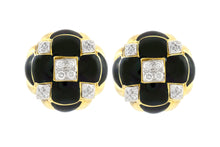 Vintage 1960s David Webb Black Enamel Earrings with Diamonds
