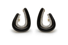 Vintage 1970s David Webb Black Enamel Diamond Earrings
