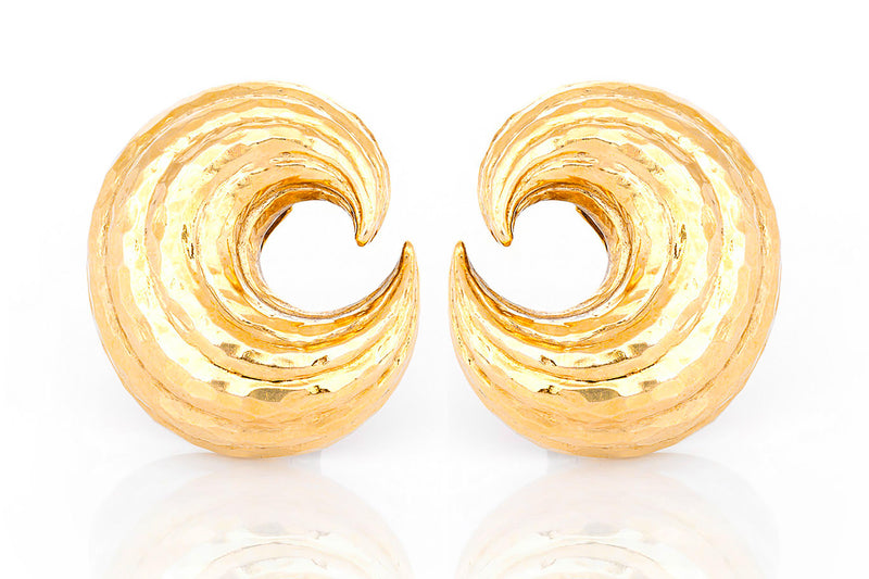 Vintage 1960s David Webb Gold Crescent Earrings