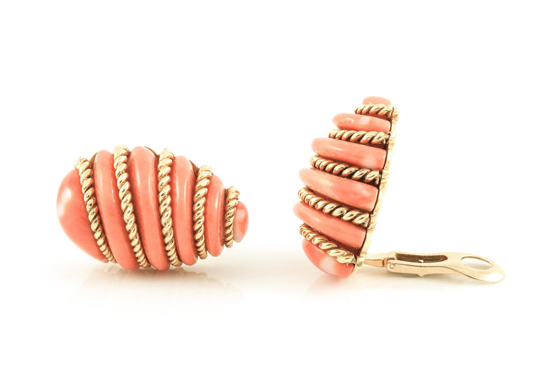 Vintage 1960s Verdura Coral and Gold Earrings