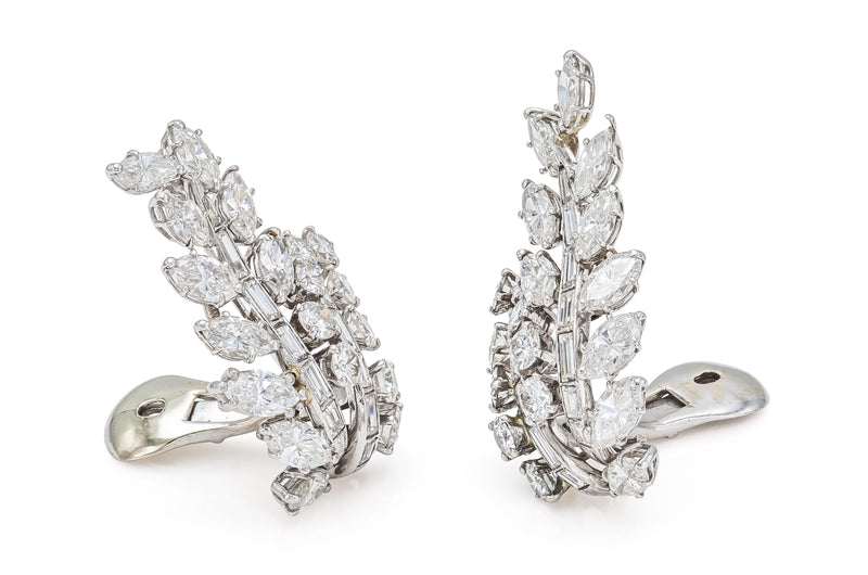 Vintage 1960s David Webb Diamond Leaf Earrings