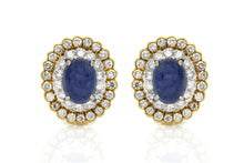 Vintage 1970s David Webb 10.00 Carat Cabochon Sapphire Earrings with Diamonds