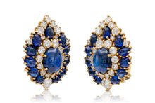 Vintage 1960s Harry Winston Cabochon Sapphire and Diamond Earrings