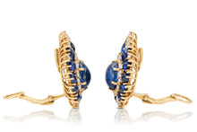 Vintage 1960s Harry Winston Cabochon Sapphire and Diamond Earrings
