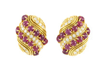 Vintage 1980s Harry Winston Cabochon Ruby and Diamond Earrings