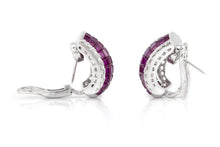 Vintage 1960s Oscar Heyman Invisible Set Ruby Earrings with Diamonds