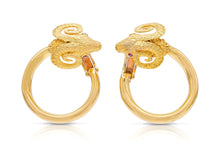 Vintage 1960s Lalaounis Goat Head Hoop Earrings with Rubies