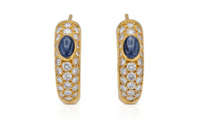 Vintage 1990s Cartier Huggie Earrings with Sapphires and Diamonds