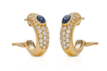 Vintage 1990s Cartier Huggie Earrings with Sapphires and Diamonds