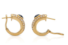Vintage 1990s Cartier Huggie Earrings with Sapphires and Diamonds