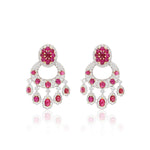 DAVID WEBB Cabochon Ruby and Diamond Ear Clips