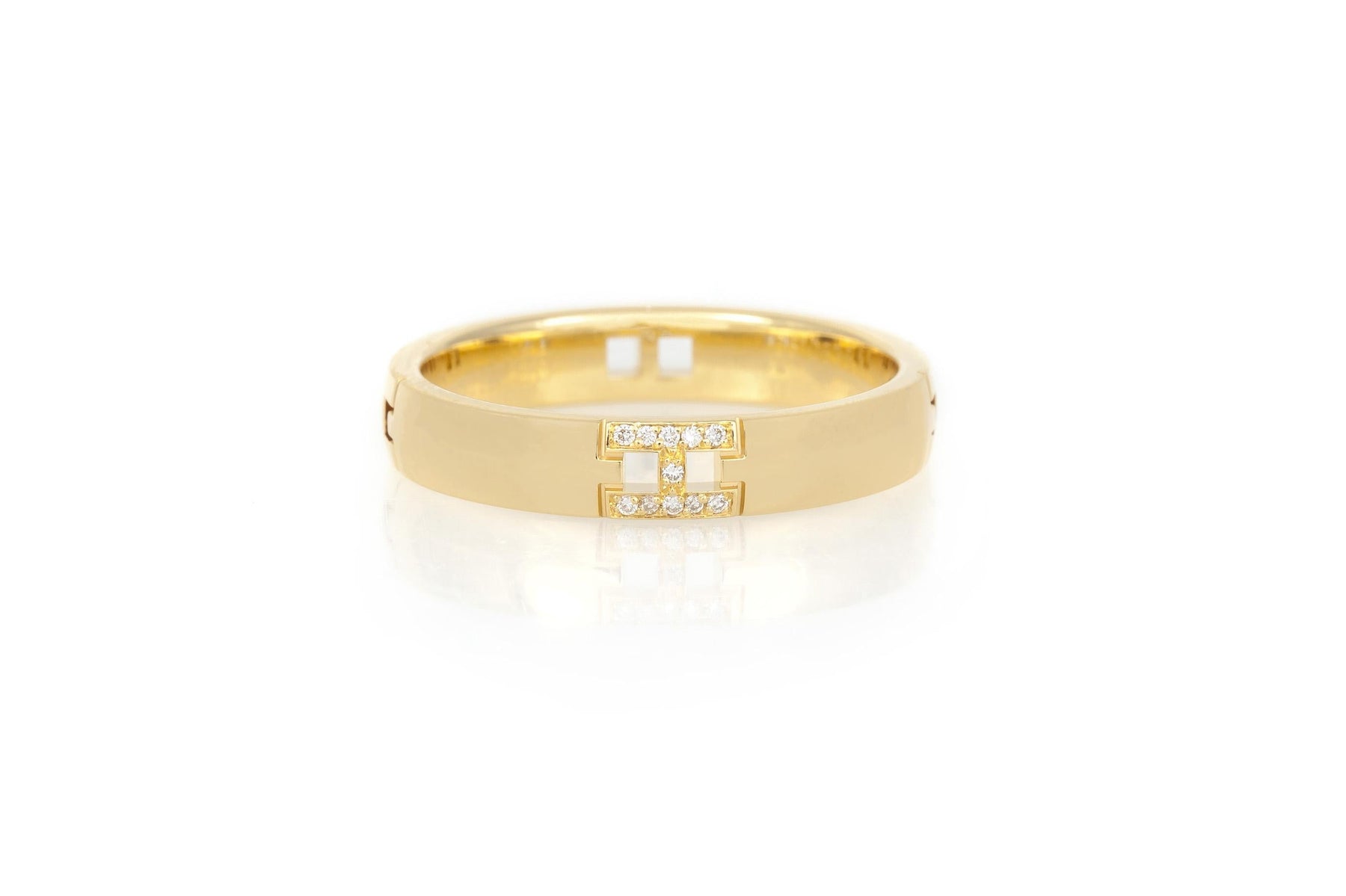 Hermes Yellow Gold Hercules Band Ring with Diamonds