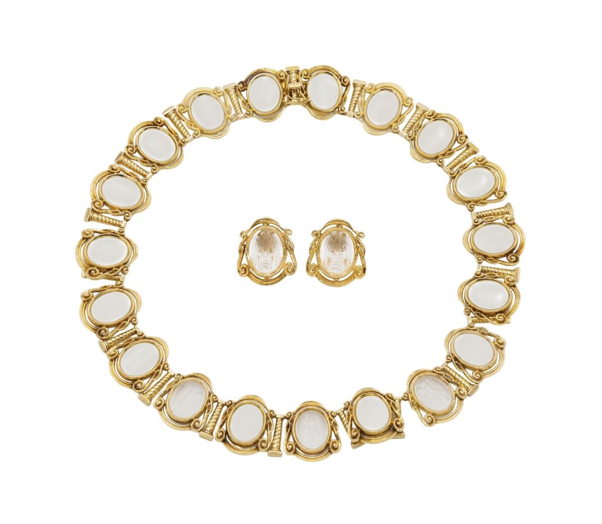 Vintage 1960s Lalaounis Crystal Intaglio Set