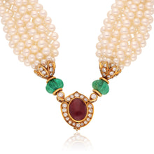 VAN CLEEF & ARPELS Carved Emerald, Cabochon Ruby, Diamond and Pearl Necklace