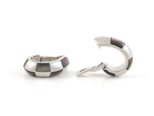 Mauboussin White Gold and Gray Mother of Pearl Checkerboard Huggie Earrings