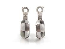 Mauboussin White Gold and Gray Mother of Pearl Checkerboard Huggie Earrings