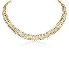 CARTIER 18K Yellow Gold Baguette and Round Diamond Riviere Necklace