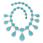 HARRY WINSTON Turquoise and Diamond Necklace and Ear Clips