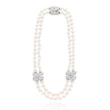 Van Cleef & Arpels 2 - Row Pearl Necklace with 3 - Diamond Barrel Clasps