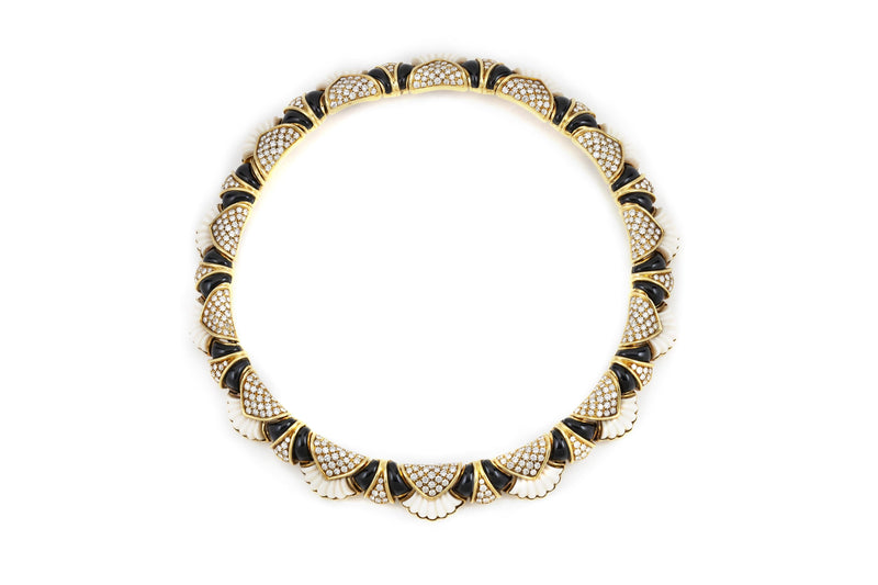 Vintage 1960s Van Cleef & Arpels White Coral, Onyx and Diamonds Set