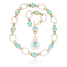 DAVID WEBB Cabochon Turquoise, Rock Crystal, and Diamond “Gala” Necklace
