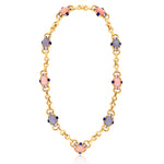 DAVID WEBB Blue Chalcedony, Pink Opal and Diamond Necklace, Pendent and Bracelet