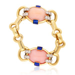DAVID WEBB Blue Chalcedony, Pink Opal and Diamond Necklace, Pendent and Bracelet