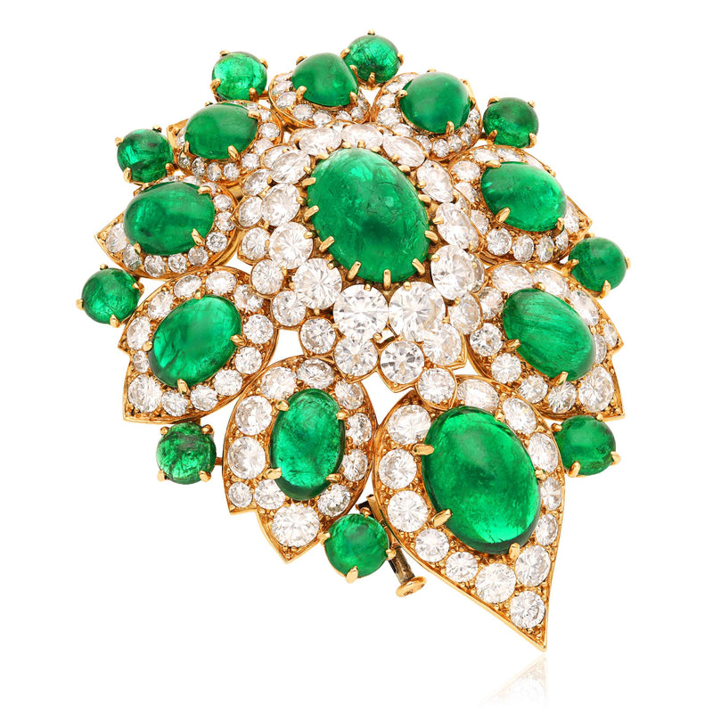 VAN CLEEF & ARPELS Diamond and Emerald Necklace with Detachable Brooch