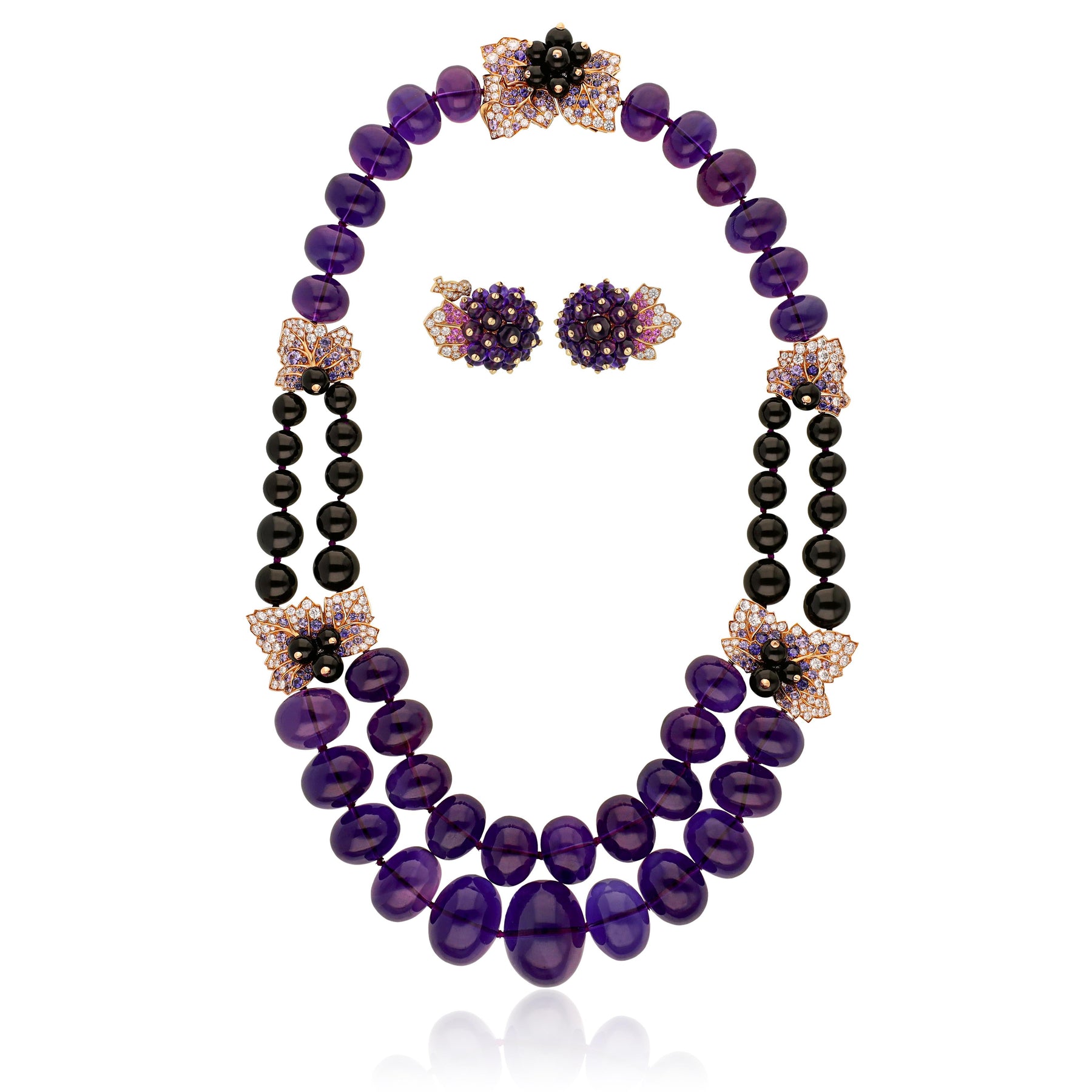 VAN CLEEF & ARPELS Secret de Cassis Amethyst Necklace & Ear Clips
