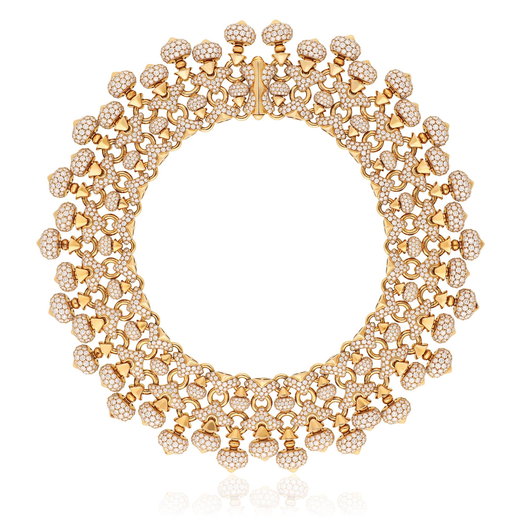 BULGARI 18K Yellow Gold Diamond Necklace, Pigna Collection