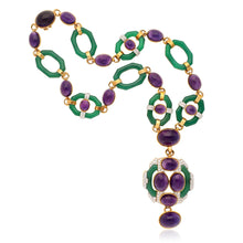 DAVID WEBB Cabochon Amethyst, Chrysoprase and Diamond Necklace
