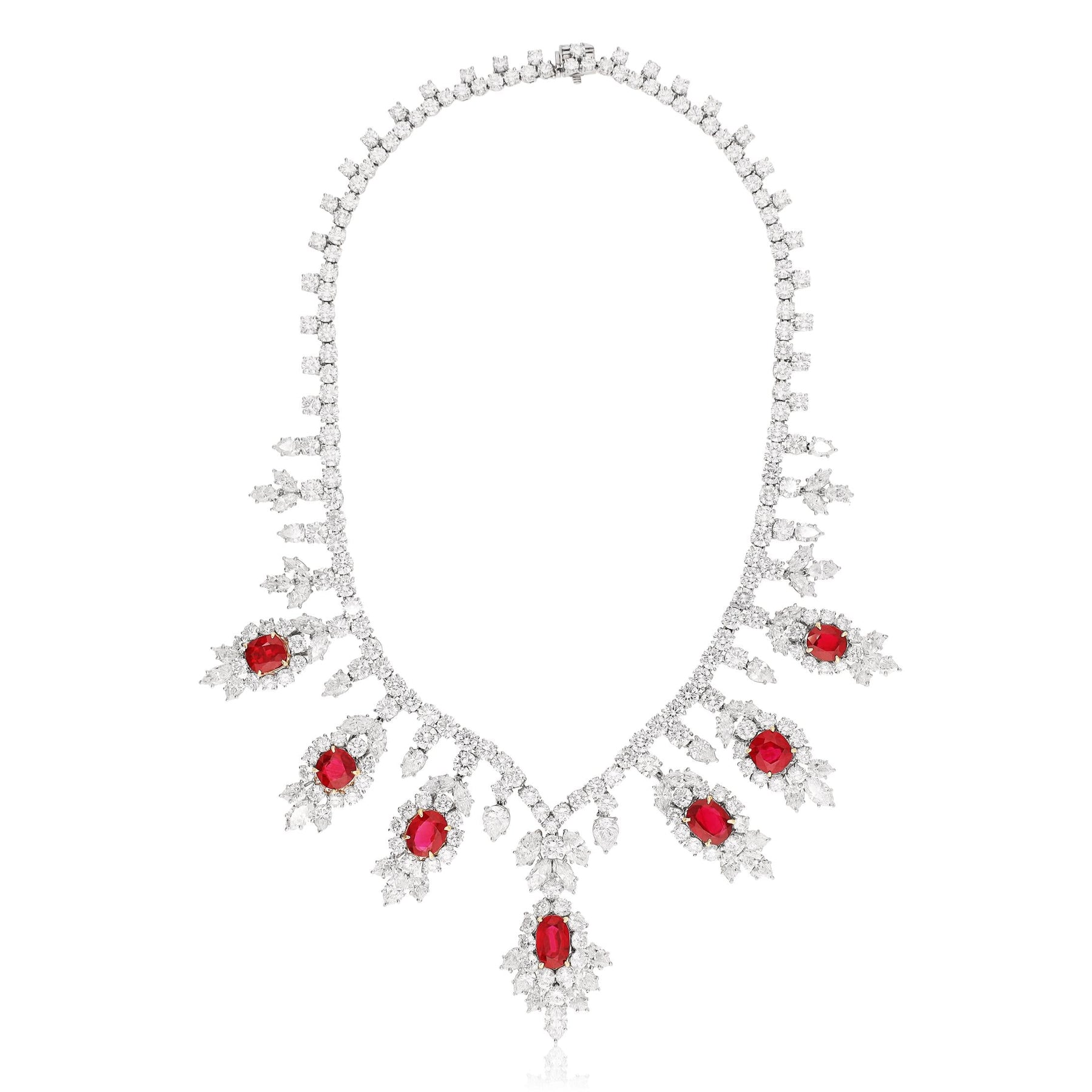 HARRY WINSTON Platinum & 18K White Gold No Heat Ruby and Diamond Necklace