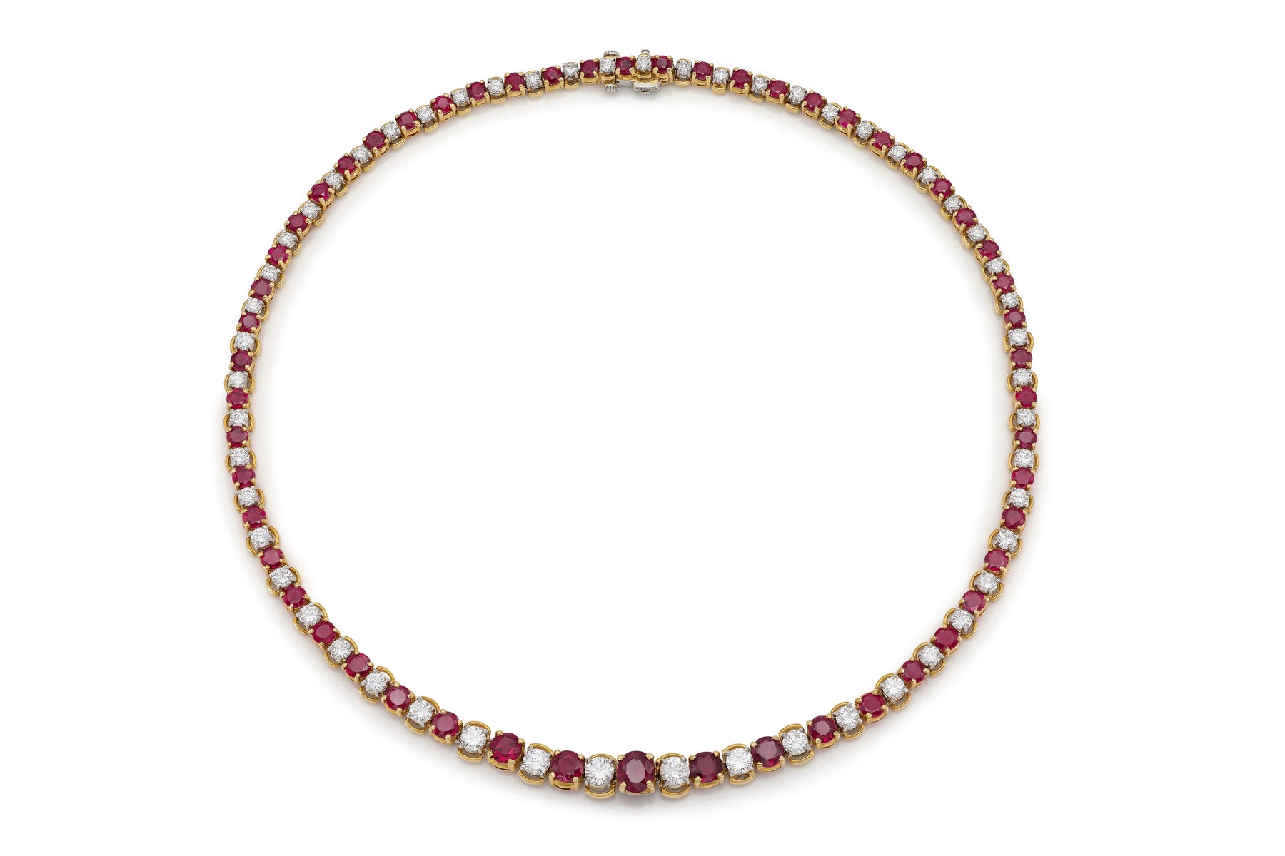 Vintage 1970s Oscar Heyman Ruby and Diamond Riviera Necklace