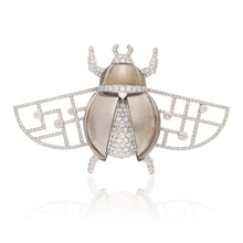 CARTIER 18K White Gold, Smoky Quartz and Diamond “Scarab” Brooch
