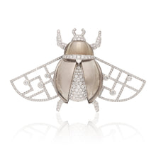 CARTIER 18K White Gold, Smoky Quartz and Diamond “Scarab” Brooch