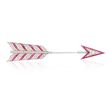 BULGARI Platinum, Ruby, and Diamond Art Deco Arrow Brooch