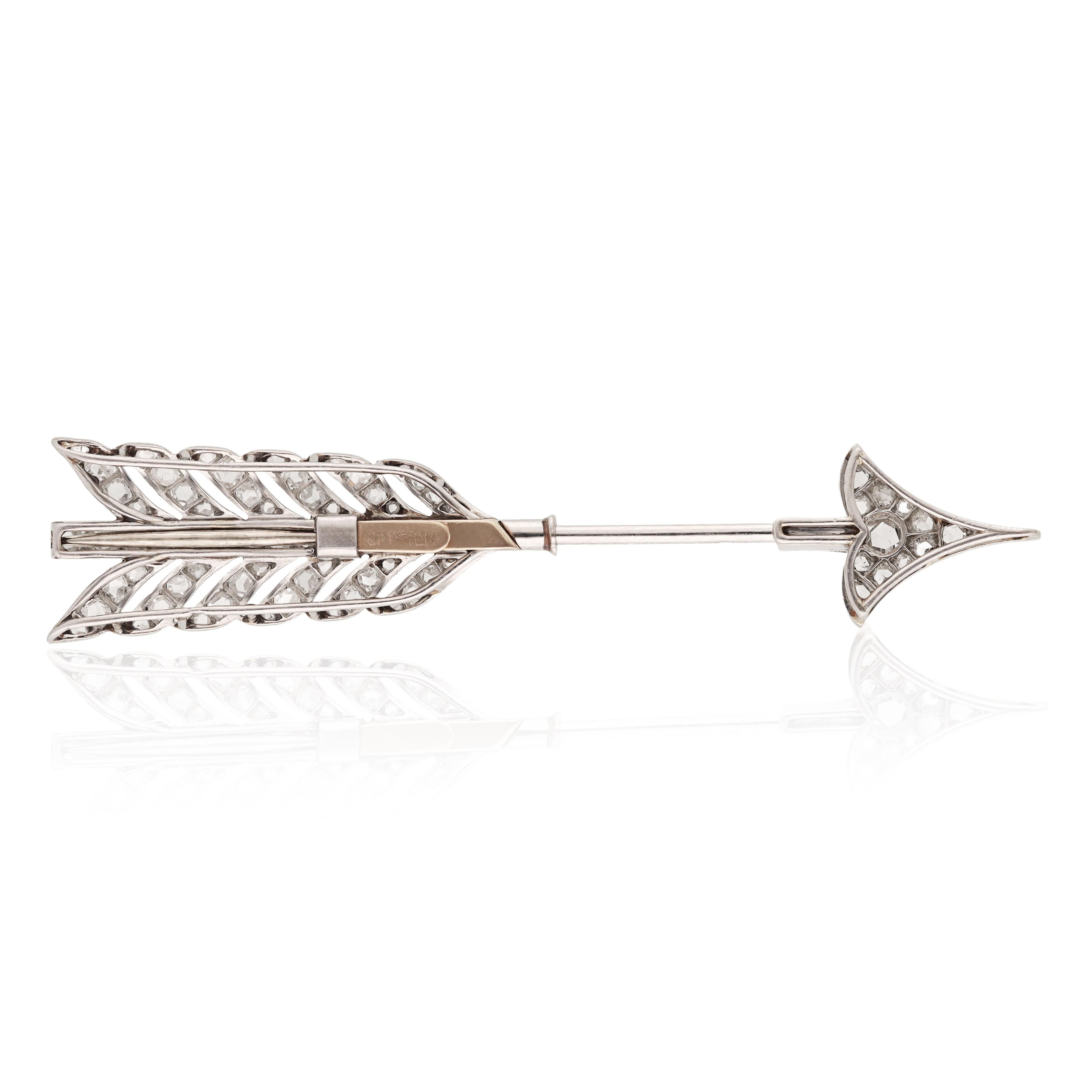 Cartier Platinum Diamond Arrow Brooch