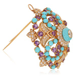 BULGARI Diamond, Amethyst and Turquois Brooch/Pendant