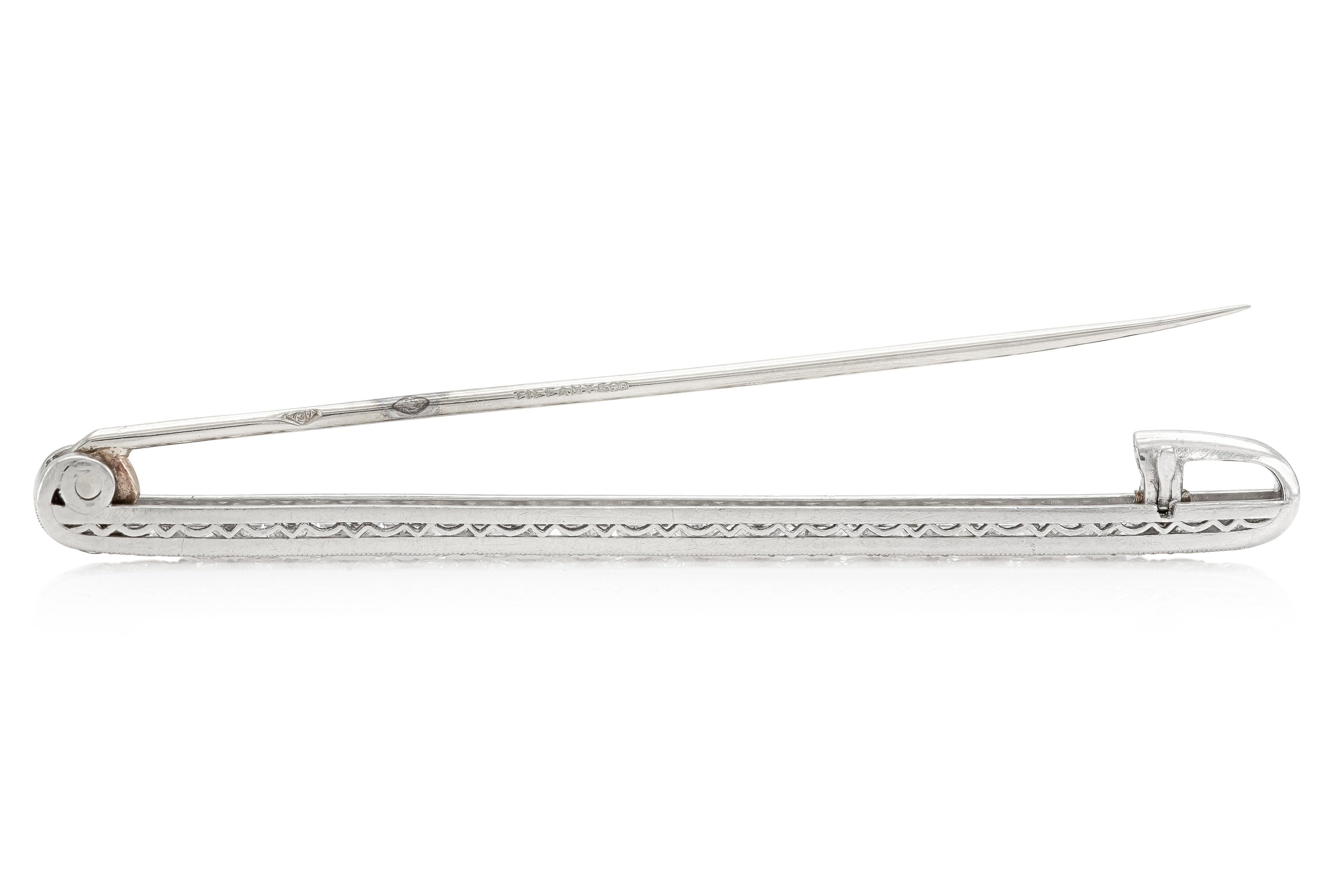 Antique Art Deco 1920s Tiffany & Co. 1.80 Carat Diamond Bar Pin