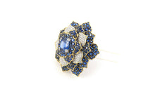 Vintage 1980s Verdura 20.01 Carat Sapphire Flower Brooch with Diamonds