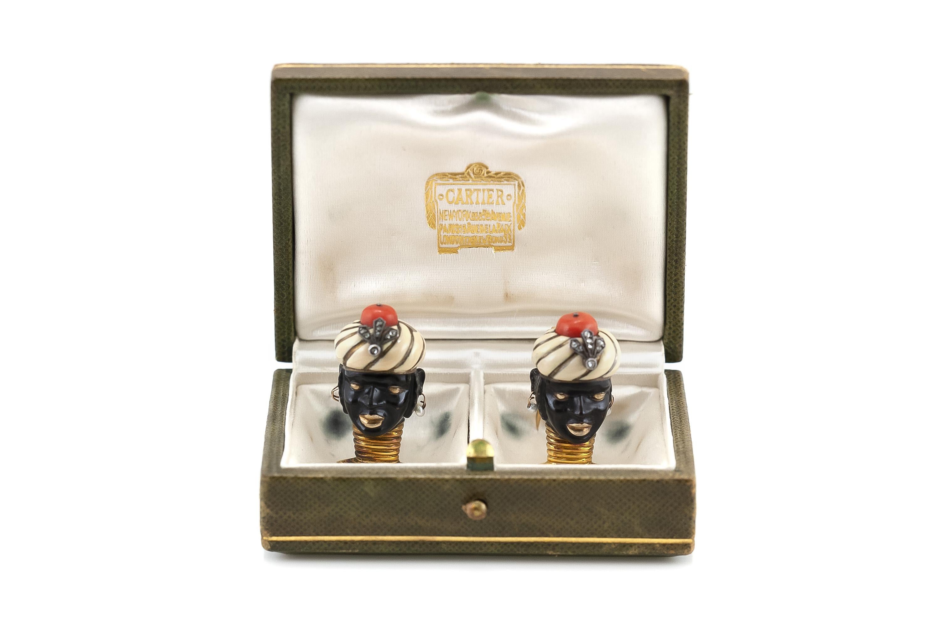 Antique Art Deco 1920s Cartier Blackamoor Pin Set