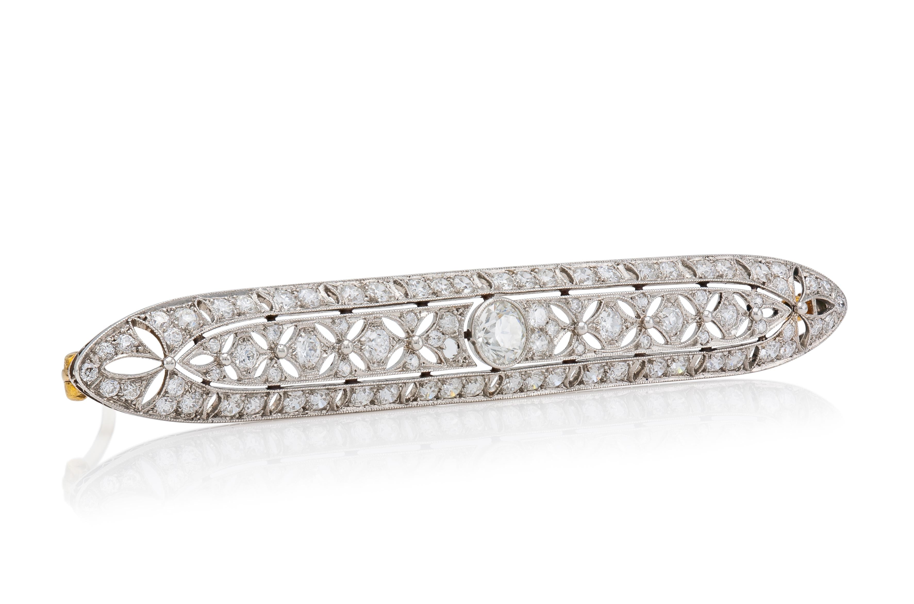 Antique Art Deco 1930s Tiffany & Co. 5.00 Carat Diamond Bar Pin