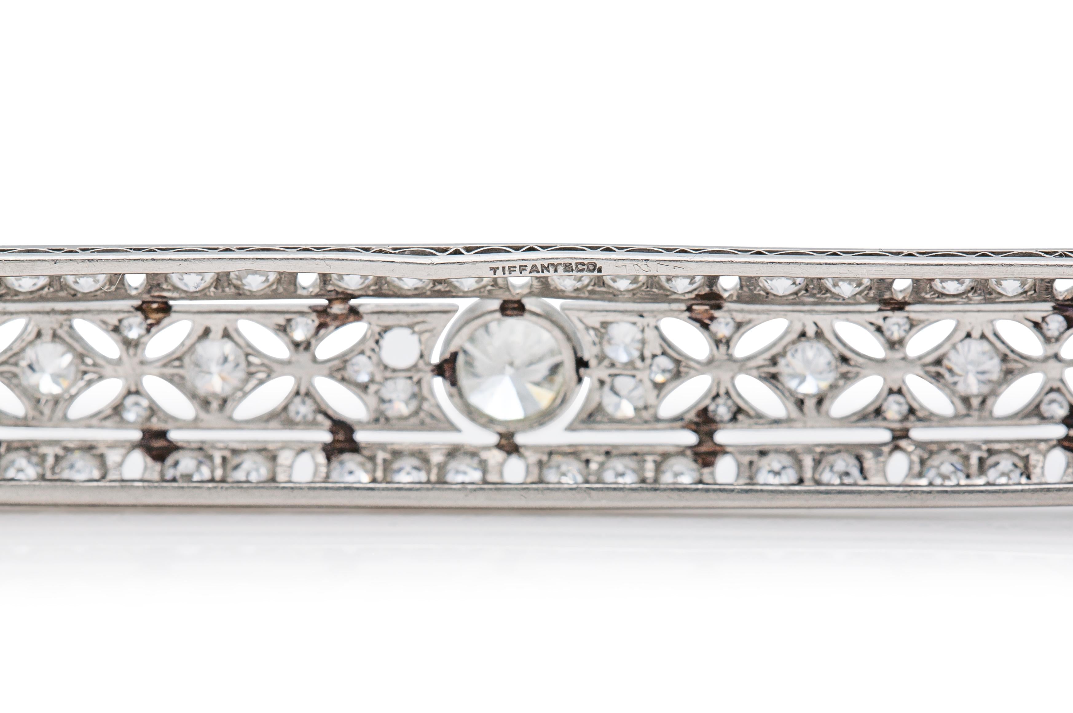 Antique Art Deco 1930s Tiffany & Co. 5.00 Carat Diamond Bar Pin